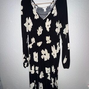 Elegant Black and White Floral Dress